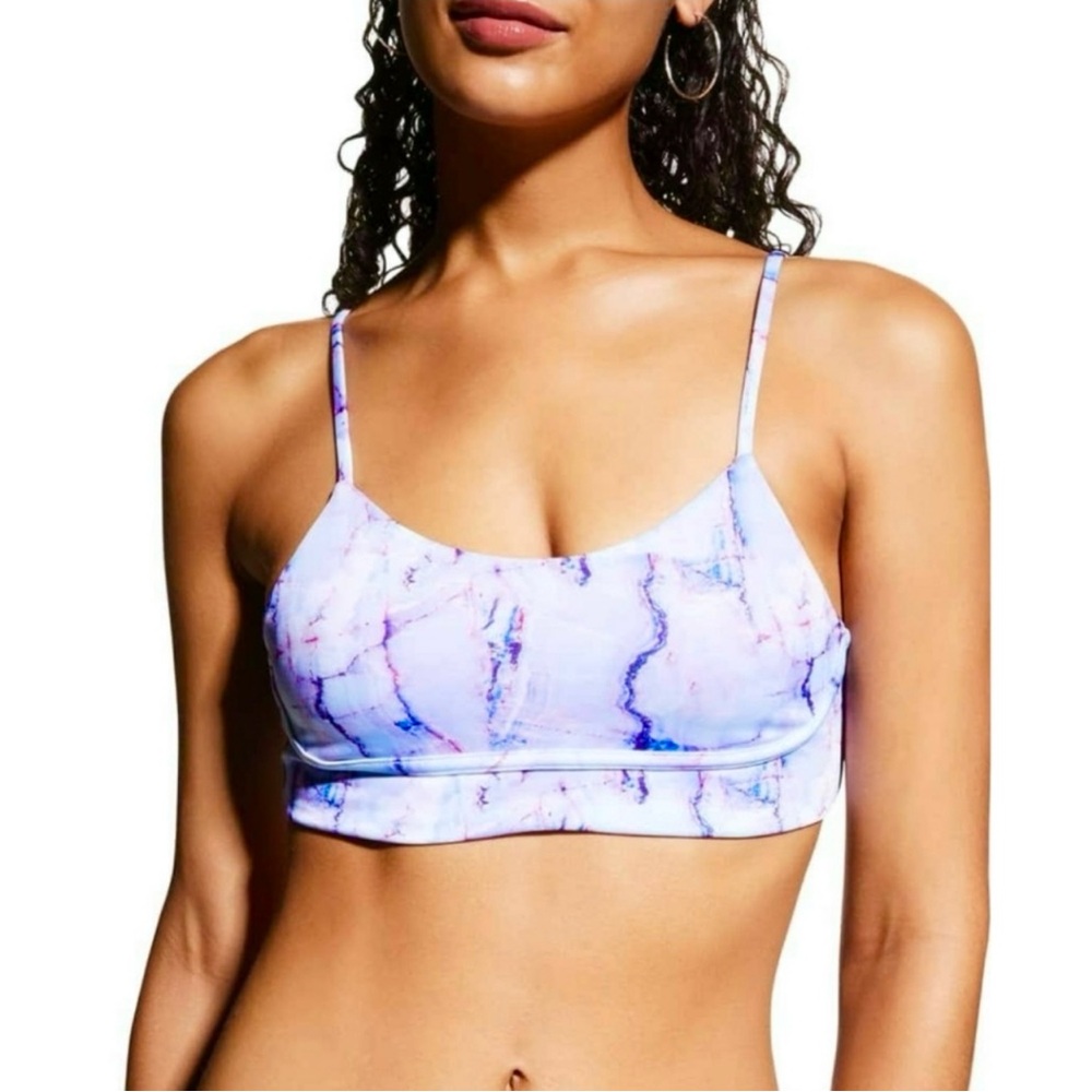 Terez Bra Top NWT $90 Swim Purple Marble Bikini Gym Large Medium Festival Rave